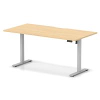Air Lite 1600 x 800mm Scalloped Edge Height Adjustable Office Desk Maple Top Silver Leg