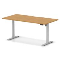 Air Lite 1600 x 800mm Scalloped Edge Height Adjustable Office Desk Oak Top Silver Leg