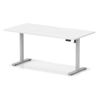 Air Lite 1600 x 800mm Scalloped Edge Height Adjustable Office Desk White Top Silver Leg