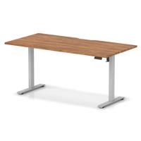 Air Lite 1600 x 800mm Scalloped Edge Height Adjustable Office Desk Walnut Top Silver Leg