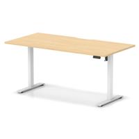 Air Lite 1600 x 800mm Scalloped Edge Height Adjustable Office Desk Maple Top White Leg