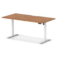 Air Lite 1600 x 800mm Scalloped Edge Height Adjustable Office Desk Walnut Top White Leg