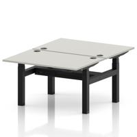 Air Back-to-Back 1200 x 800mm Height Adjustable 2 Person Office Bench Desk Dove Grey Top with Cable Ports Black Frame