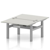Air Back-to-Back 1200 x 800mm Height Adjustable 2 Person Office Bench Desk Dove Grey Top with Cable Ports Silver Frame