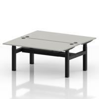 Air Back-to-Back 1600 x 800mm Height Adjustable 2 Person Office Bench Desk Dove Grey Top with Cable Ports Black Frame