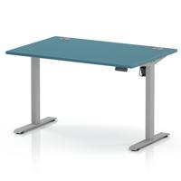 Air Lite 1200 x 800mm Height Adjustable Office Desk Dark Teal Top Cable Ports Silver Leg