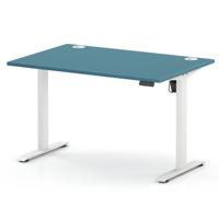 Air Lite 1200 x 800mm Height Adjustable Office Desk Dark Teal Top Cable Ports White Leg
