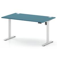 Air Lite 1400 x 800mm Height Adjustable Office Desk Dark Teal Top Cable Ports White Leg