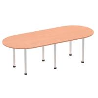 Dynamic Impulse 2400mm Boardroom Table Beech Top Silver Post Leg I000084