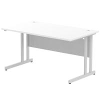 Impulse 1400 x 800mm Straight Desk White Top Silver Cantilever Leg I000306
