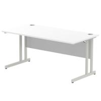 Impulse 1600 x 800mm Straight Desk White Top Silver Cantilever Leg I000307