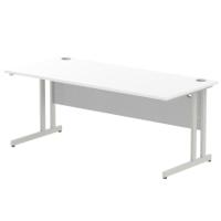 Impulse 1800 x 800mm Straight Desk White Top Silver Cantilever Leg I000308