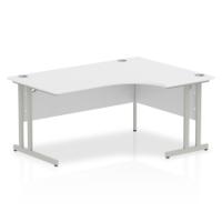 Impulse 1600mm Right Crescent Desk White Top Silver Cantilever Leg I000322
