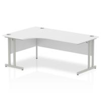 Impulse Contract Left Hand Crescent Cantilever Desk W1800 x D1200 x H730mm White Finish/Silver Frame - I000323
