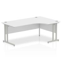 Impulse 1800mm Right Crescent Desk White Top Silver Cantilever Leg I000324