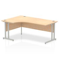 Dynamic Impulse 1800mm Left Crescent Desk Maple Top Silver Cantilever Leg I000367