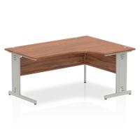 Dynamic Impulse 1600mm Right Crescent Desk Walnut Top Silver Cable Managed Leg I000511