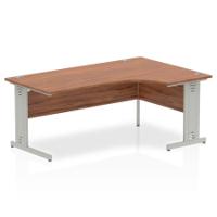 Dynamic Impulse 1800mm Right Crescent Desk Walnut Top Silver Cable Managed Leg I000513