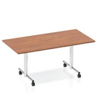 Dynamic Impulse 1600mm Flip Top Rectangular Table Walnut Finish Silver Frame - I000704