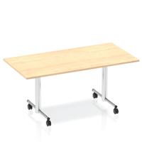 Dynamic Impulse 1600mm Flip Top Rectangular Table Maple Finish Silver Frame - I000722