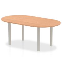 Dynamic Impulse 1800mm Boardroom Table Oak Top Silver Post Leg I000791