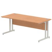 Impulse 1800 x 800mm Straight Desk Oak Top Silver Cantilever Leg I000809