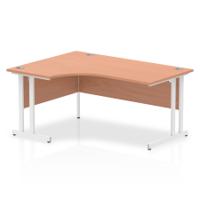 Impulse Contract Left Hand Crescent Radial Cantilever Desk W1600 x D1200 x H730mm Beech Finish/White Frame - I001875
