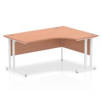 Impulse Contract Right Hand Crescent Cantilever Desk W1600 x D1200 x H730mm Beech Finish/White Frame - I001876