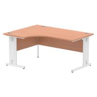 Impulse Contract Left Hand Crescent Cable Managed Leg Desk W1600 x D1200 x H730mm Beech Finish/White Frame - I001879