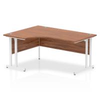 Impulse Contract Left Hand Crescent Radial Cantilever Desk W1600 x D1200 x H730mm Walnut Finish/White Frame - I002134