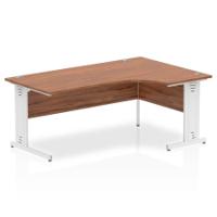 Impulse Contract Left Hand Crescent Cable Managed Leg Desk W1800 x D1200 x H730mm Walnut Finish/White Frame - I002148