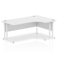 Impulse Contract Right Hand Crescent Cantilever Desk W1800 x D1200 x H730mm White Finish/White Frame - I002395