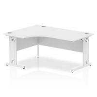 Impulse Contract Left Hand Crescent Cable Managed Leg Desk W1600 x D1200 x H730mm White Finish/White Frame - I002396
