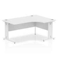 Impulse Contract Right Hand Crescent Cable Managed Leg Desk W1600 x D1200 x H730mm White Finish/White Frame - I002397