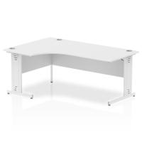 Impulse Contract Left Hand Crescent Cable Managed Leg Desk W1800 x D1200 x H730mm White Finish/White Frame - I002398