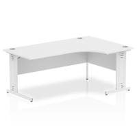 Impulse Contract Right Hand Crescent Cable Managed Leg Desk W1800 x D1200 x H730mm White Finish/White Frame - I002399