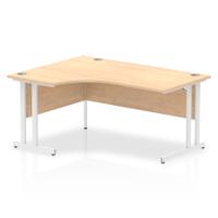 Impulse Contract Left Hand Crescent Radial Cantilever Desk W1600 x D1200 x H730mm Maple Finish/White Frame - I002618