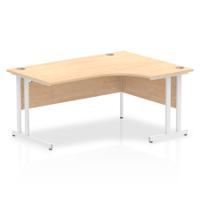 Impulse Contract Right Hand Crescent Cantilever Desk W1600 x D1200 x H730mm Maple Finish/White Frame - I002619
