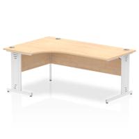 Impulse Contract Left Hand Crescent Cable Managed Leg Desk W1800 x D1200 x H730mm Maple Finish/White Frame - I002624