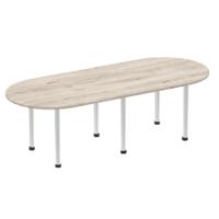 Dynamic Impulse 2400mm Boardroom Table Grey Oak Top Silver Post Leg I003246