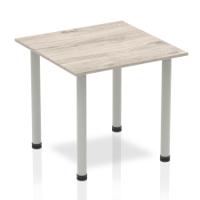 Impulse 800mm Square Table Grey Oak Top Silver Post Leg I003255
