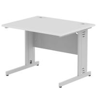 Impulse 1000 x 800mm Straight Desk White Top Silver Cable Managed Leg I003540