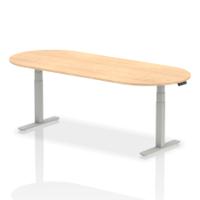Dynamic Impulse W2400 x D1000 x H660-1310mm Height Adjustable Boardroom Table Maple Finish Silver Frame - I003547