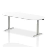 Dynamic Impulse W2400 x D1000 x H660-1310mm Height Adjustable Boardroom Table White Finish Silver Frame - I003550