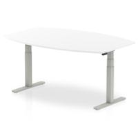 Dynamic High Gloss 1800mm Writable Boardroom Table White Top Silver Height Adjustable Leg I003553