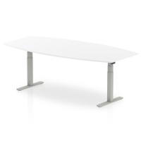 Dynamic High Gloss 2400mm Writable Boardroom Table White Top Silver Height Adjustable Leg I003554