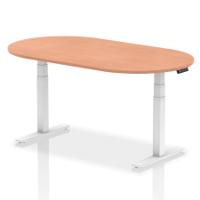 Dynamic Impulse W1800 x D1000 x H660-1310mm Height Adjustable Boardroom Table Beech Finish White Frame - I003555