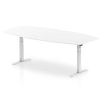 Dynamic High Gloss 2400mm Writable Boardroom Table White Top White Height Adjustable Leg I003568