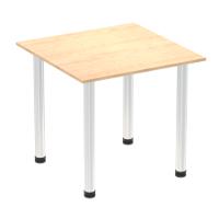 Impulse 800mm Square Table Maple Top Chrome Post Leg
