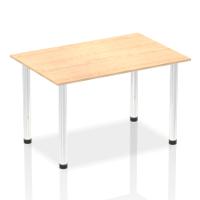 Impulse 1400mm Straight Table Maple Top Chrome Post Leg